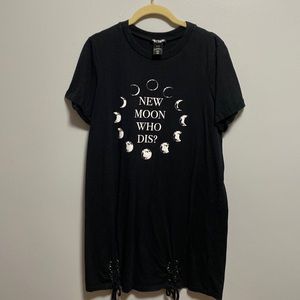 Hot Topic New Moon Who Dis? Moon Phase Black T-shirt Dress